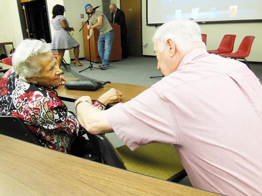 Leah Chase and an event attendee embrace at the “A Haven for Us All” event on Oct. 29. The event focused on the Dooky Chase restaurant and its history.