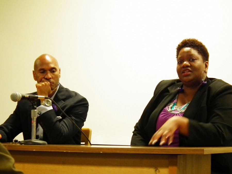 Kimberly Dilosa, executive director of YOUTHanaisa foundation, answers questions about violence in New Orleans. She was joined on the panel by Charles Corprew, assistant psychology professor. 