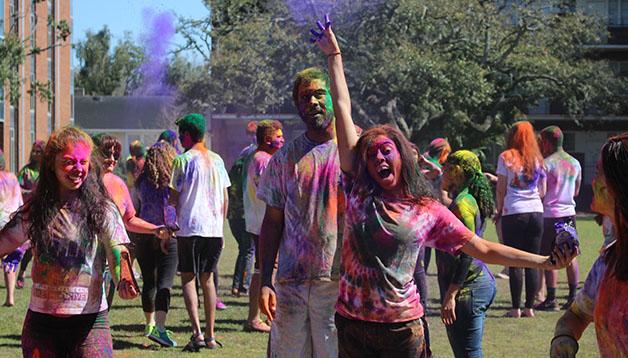 Tulane and Loyola students celebrate Holi in Tulane’s Bruff Quad on Saturday, March 7. This event allowed students to share their cultures with others, while still observing their Hindu holiday. 