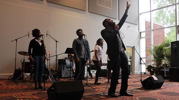 Gospel singers perform at Loyola’s Gospel Fest in the St. Charles Room on April 18.  The festival brings together various gospel singers and choirs from across the area.