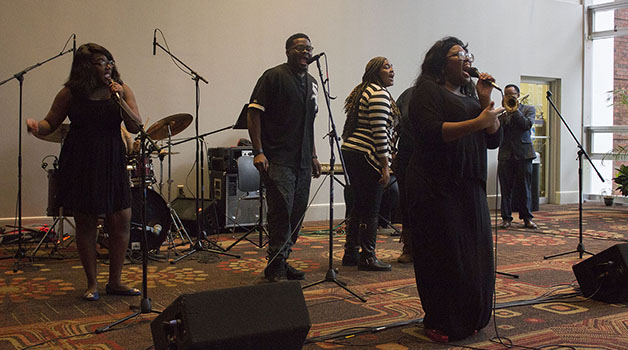 Gospel singers perform at Loyola’s Gospel Fest in the St. Charles Room on April 18.  The festival brings together various gospel singers and choirs from across the area.
