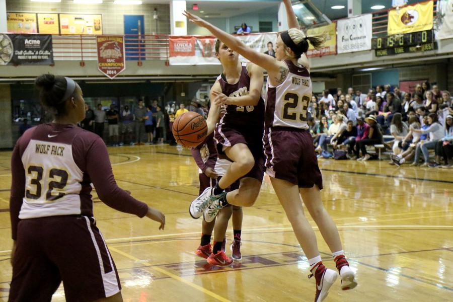 Freshman guard Kayla Noto drives the lane and shoots a layup during the women's scrimmage at Fan Fest on Thursday in the Den. The event featured scrimmages by the men's and women's basketball teams, a three point competition and crowd activities.