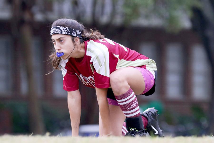 Alex Pucciarelli, musical theatre sophomore, prepares for brooms up in a quidditch match against the University of Southern Mississippi on Tulanes campus. Loyolas team has had some setbacks this season due to injuries. Photo credit: Zach Brien