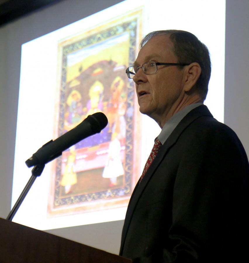 Dr. Timothy Cahill, associate religion professor, presents his work on precolonial indian literature. The lecture was a part of the the H. James Yamauchi, S.J., Lectures in Religion series for the spring of 2016.