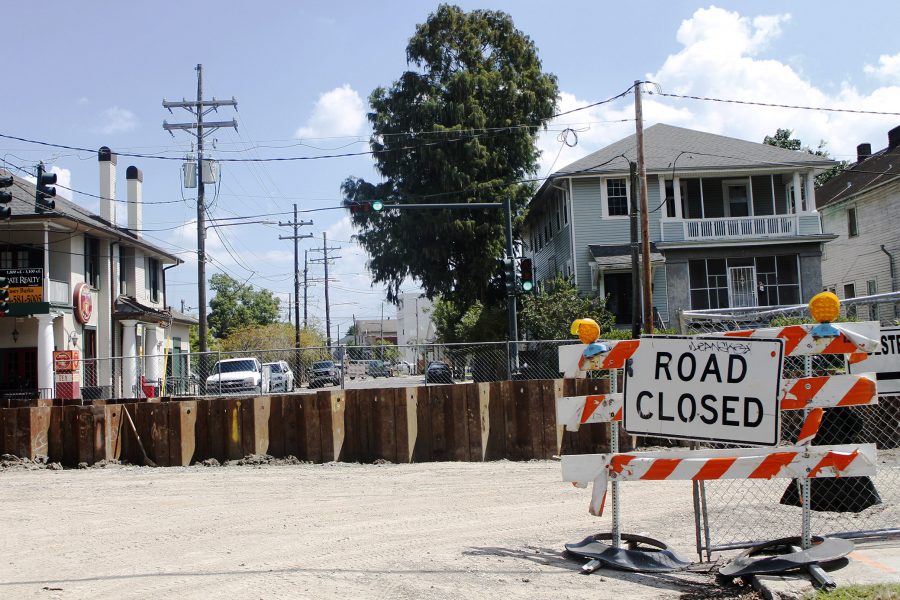 Jefferson Avenue at Freret sits closed to traffic in September. The Jefferson drainage project is nearing completion. Photo credit: Alliciyia George