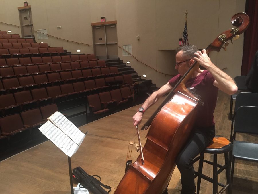 James VanDemark rehearses in Roussell Hall on Nov. 30. He will perform with Loyola University New Orleans’ symphony orchestra on Dec. 3.