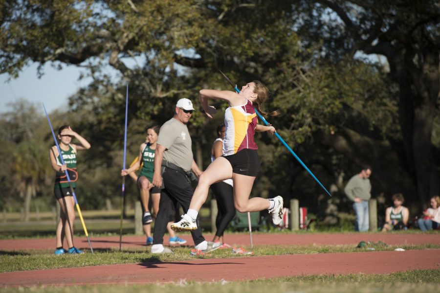 Environmental studies sophomore Shannon Hester throws a javelin at the Tulane Twilight Invitational on March 4, 2016. The Wolf Pack are back on the track on Jan. 27 at the McNeese Indoor Invite. Photo credit: Courtesy of Loyola Athletics