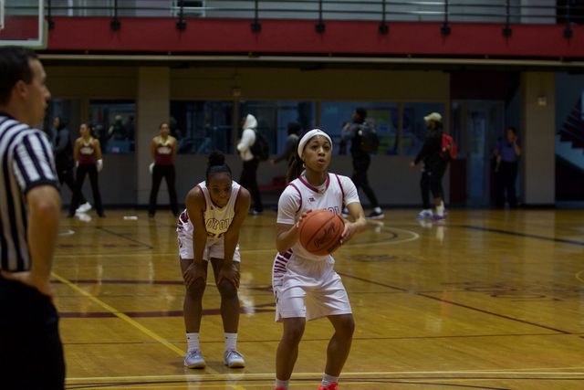 Junior Zoie Miller takes a free throw shot during her game on Jan. 26. The Wolf Pack won against the Martin Methodist Redhawks on Monday 69-61. Photo credit: Marisabel Rodriguez