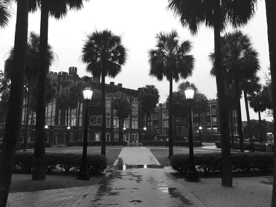 Wind and rain take over Loyola’s campus Nov. 7, 2016, similar to the recent tornado weather on Tuesday, Feb. 7, 2017. Many students took shelter in the basement of Monroe Hall and the Danna Center.