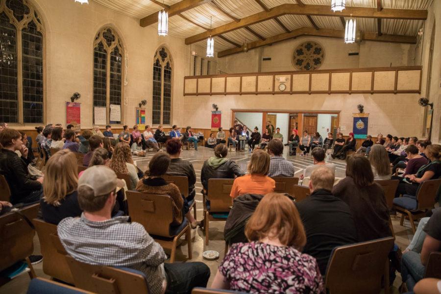 Members of the European Dissent gather and discuss social issues February 1, 2017, at the Frist Unitarian Universalist Church Of New Orleans, Louisiana, to network and collaborate in the pursuit of racial justice, said, Lydia Pelot-Hobbs, a member of one of the groups' leadership teams. Attendees have doubled over the past year, she said. The group meets every month's first Wednesday at the church at 6 p.m. Ash Wednesday pushes back the March gathering to March 8, Pelot-Hobbs, said. Crystal Gross, Loyola alumnus, said she found the meeting in search of ways to do her part to end racism. "Here, I learned whiteness isn't real," Gross Said.
