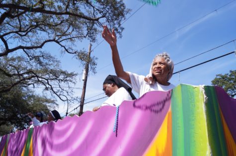 The Sisters of the Holy Family ride on their anniversary float in the Mystic Krewe of Femme Fatale on Feb. 19. Photo credit: Colleen Dulle