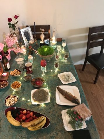 This haft-sin table, belonging to a family friend of Naasha Dotiwala, political science senior and managing editor of The Maroon, includes traditional items like fruits. Many Iranians celebrate Nowruz by laying such tables. Photo credit: Naasha Dotiwala