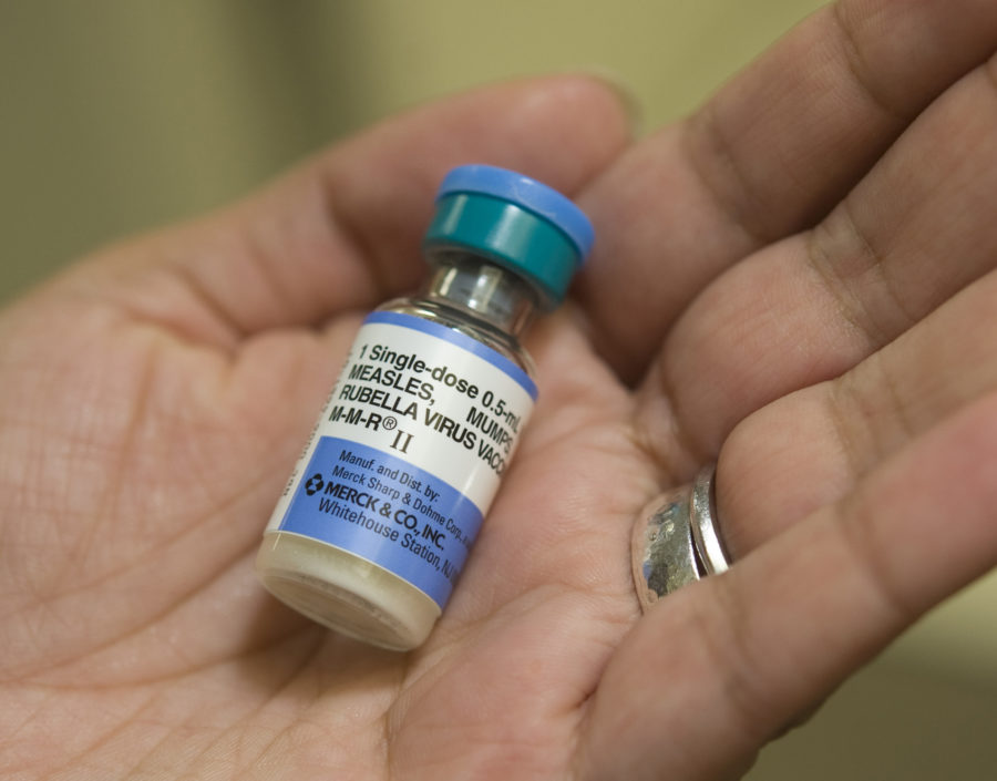 Dr. Shruti K. Gohil, associate medical director for epidemiology and infection prevention at UCI Medical Center, holds a dose of MMR, the vaccine against measles, mumps and rubella. (Ana Venegas/Orange County Register/TNS)