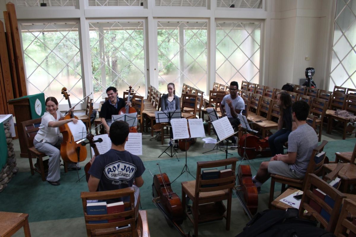 Cello+students+play+at+retreat.+This+retreat+is+a+first+for+the+performance+majors.+Photo+credit%3A+Anna+Knapp