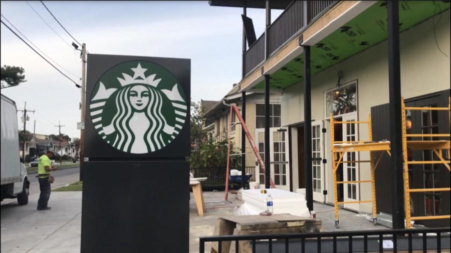 A+new+Starbucks+location+is+under+construction+at+the+corner+of+Jefferson+Avenue+and+Freret+Street.++The+sudden+influx+of+chain+stores+along+Freret+has+been+unsettling+for+some+local+residents.+Photo+credit%3A+Mairead+Cahill