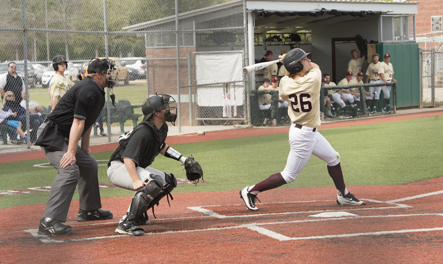 Jase Griffin (26), management sophomore, takes a swing while at bat April 27, 2017, during a game against Middle Georgia State University. Griffin is among the 2018 season returning players, bringing experience to lead the Wolf Pack. LOYOLA NEW ORLEANS ATHLETICS/Courtesy Photo credit: Loyola New Orleans Athletics