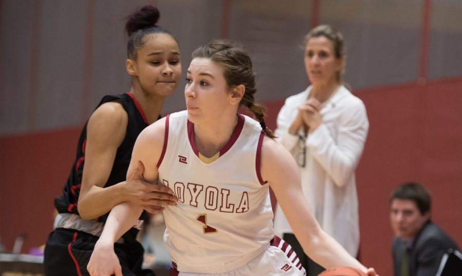 Accounting sophomore Paige Franckiewicz (1) finished with a team-high 12 points versus Faulkner University Feb. 17 2018. Loyola now sits at second place in conference standings after their loss. LOYOLA NEW ORLEANS ATHLETICS/Courtesy