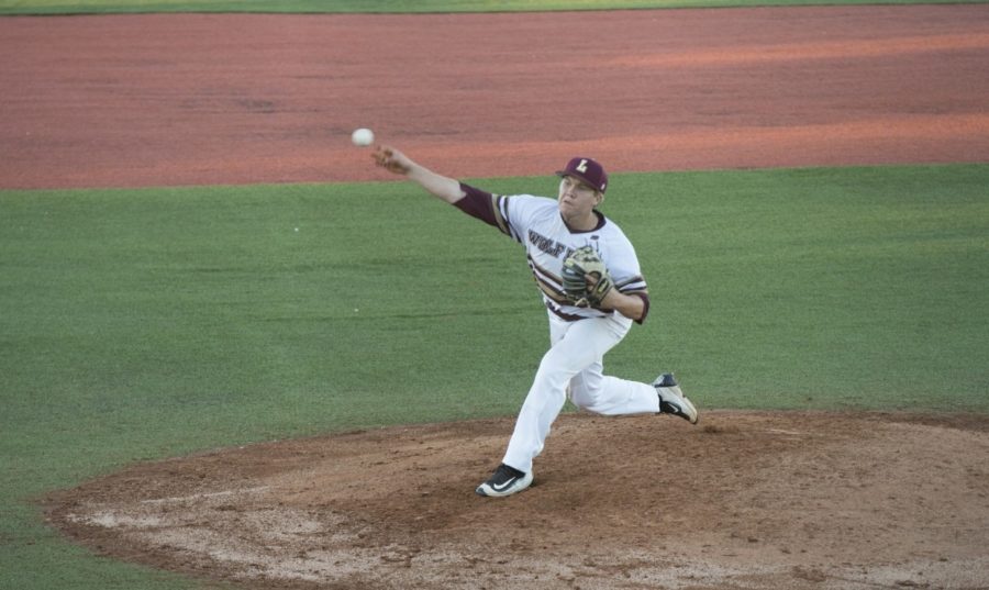 Marketing Senior Joseph Kuchler (4) pitched a one-hit complete game shutout in Game 1 versus Dallas Christian College Feb. 23 2018. Loyola swept the Crusaders, improving their record to 11-3. LOYOLA NEW ORLEANS ATHLETICS/Courtesy.