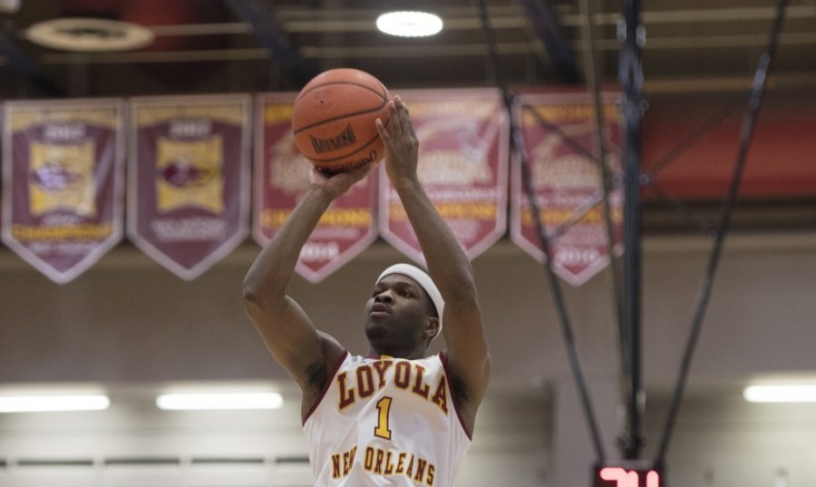 Business senior Nick Parker (1) scoring a basket versus Faulkner University. The Loyola men's basketball team lost 83-63 against the Eagles and their top-ranked defense. LOYOLA NEW ORLEANS ATHLETICS/Courtesy