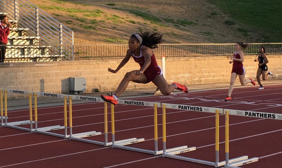 Leah Banks, mass communication junior, competing in the 400-meter hurdles at the Southern Invitational March 9 2018. The Loyola track and field team found success with their freshman athletes. Photo credit: Loyola New Orleans Athletics