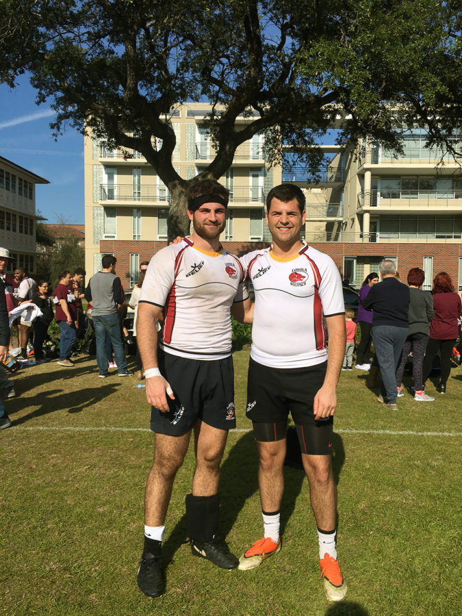 Brothers, Vincent Duhé, history senior, and Lester Duhé III, A17, have played rugby together through their time at Brother Martin High School and Loyola. Vincent Duhé is the teams captain in his final year on the team. Photo credit: Sonya Duhé
