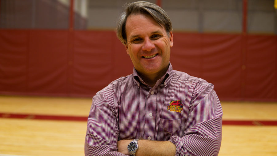Brett+Simpson%2C+director+of+athletics%2C+has+been+a+part+of+the+front+office+for+the+past+20+years.+He+has+managed+to+add+four+new+sports+teams+and+over+200+student-athletes+to+the+program.+Photo+credit%3A+Jacob+Meyer