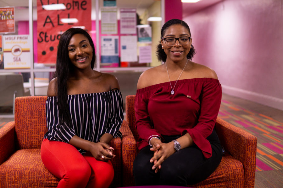 Sierra Ambrose and Joann Cassama pose after their swearing-in at the SGA office. Cassama (Vice President) and Ambrose (President) look forward to serving the Loyola Community for the next year. Photo credit: Jacob Meyer