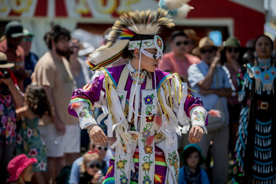 Native American dancer performing at the Louisiana Native Nations Village on Sunday, March 29. 