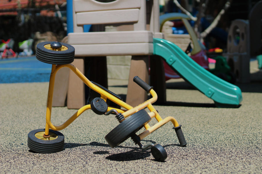 A playground outside Mercy Hall sits empty May2, 2018. The rising cost of tuition at the daycare center has led multiple faculty, staff and community members to remove their children from the centers care. Photo credit: Cristian Orellana
