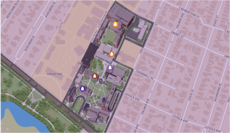 Map of the spookiest places on campus. Photo credit: Ariel Landry