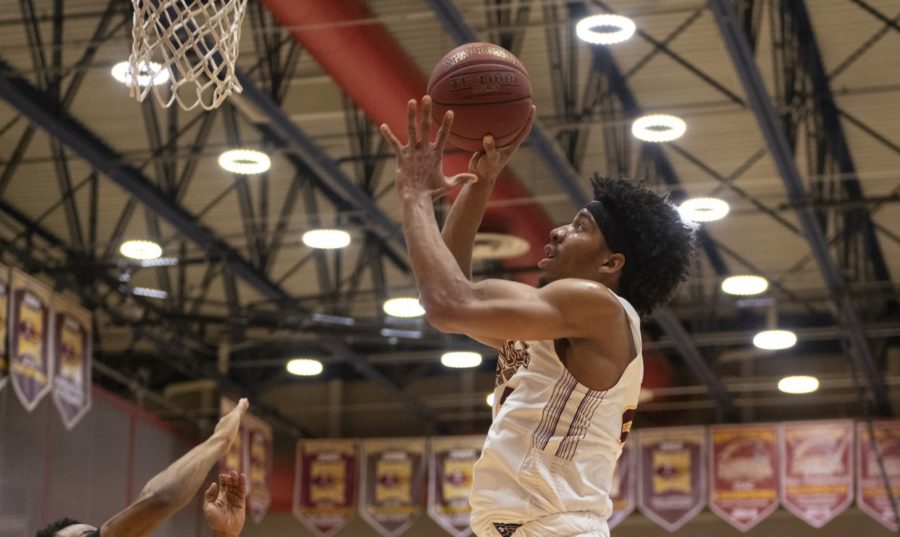Mass communication freshman Zach Wrightsil nearly recorded a quadruple-double versus the Rams. The starting freshman had a box score of 16 points, 11 rebounds, eight assists, eight steals and four blocks. Photo credit: Loyola New Orleans Athletics