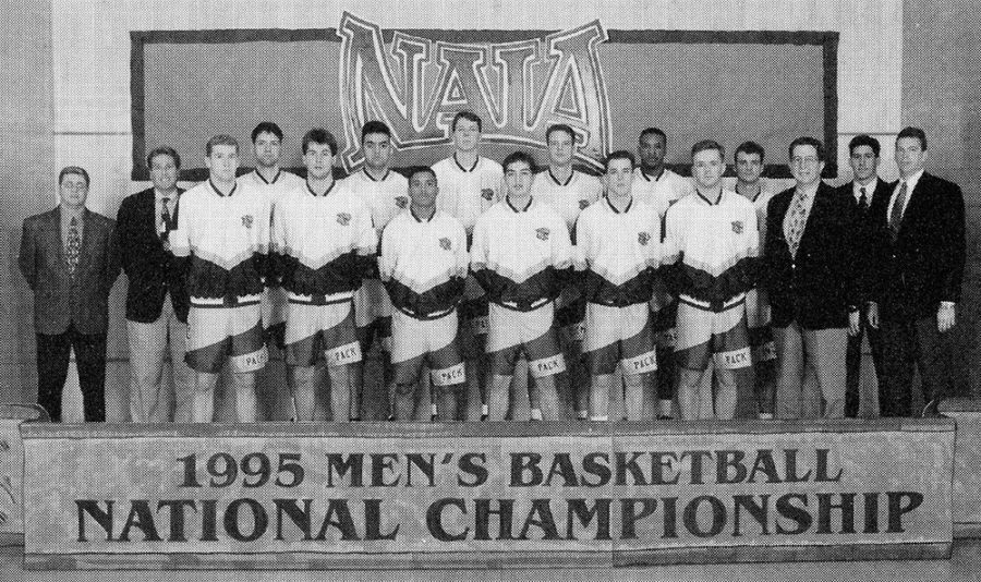 A photo of Loyola University New Orleans' 1995 men's basketball team. The team as well as Amy Danielson, Garkeiva Council, Gina Gill will be inducted into the Hall of Fame. Photo credit: Loyola University New Orleans