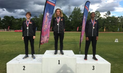 Environmental studies Walter Ramesy (CENTER) won the 10,000-meter run with a time of 33:22.53 while business analytics sophomore Daniel Welch (LEFT) placed in second and freshman Phoenix Aquino-Thomas (RIGHT) placed third at the conference meet. Photo credit: Loyola University New Orleans