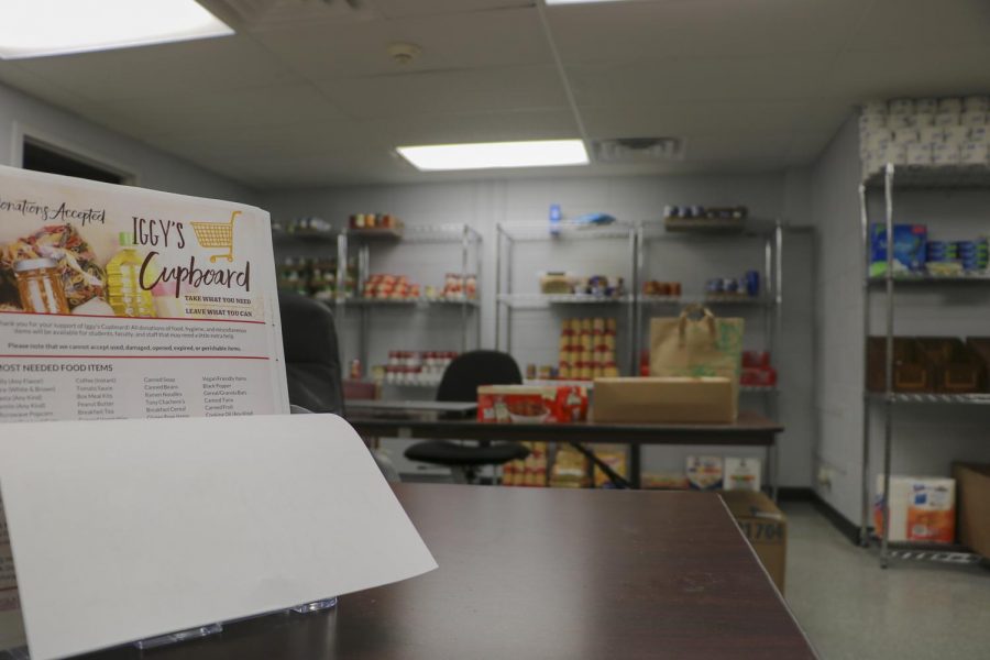 The entrance to Iggys Cupboard, a campus food pantry created to fight student food insecurity. Iggys Cupboard was created by students in the fall of 2018.