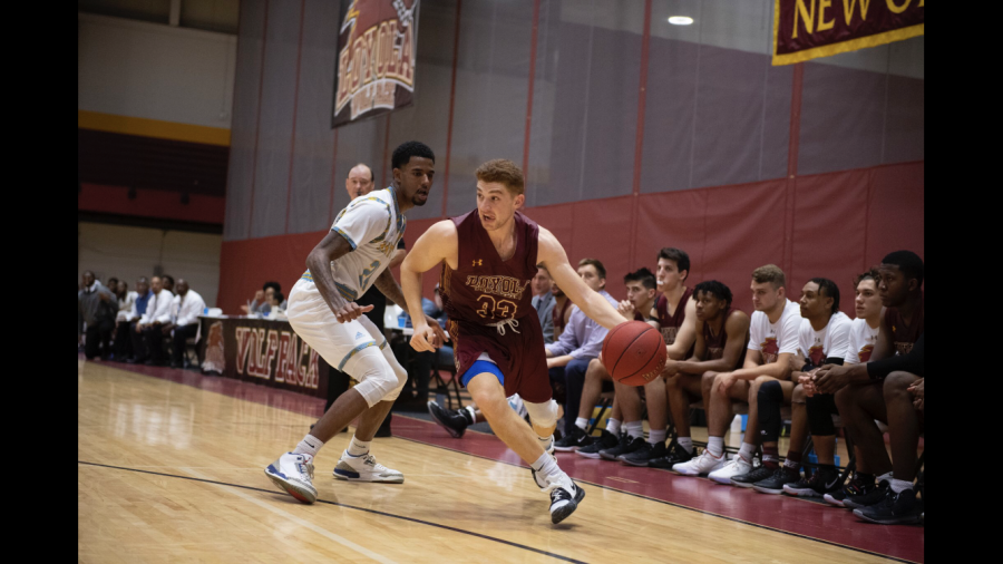 Andrew Fava drives the ball into the paint against Southern University at New Orleans, Oct. 30, 2019. Photo credit: Courtesy of Kyle Encar