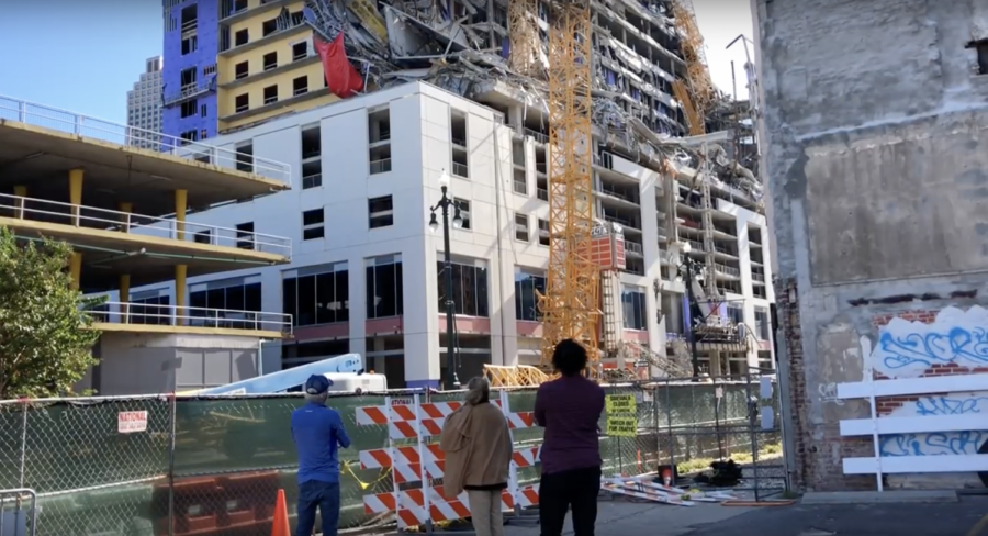 The Hard Rock Hotel collapse on Nov. 2. Parts of Canal Street and North and South Rampart Street are still closed. Photo credit: Sam Lucio Photo credit: Sam Lucio