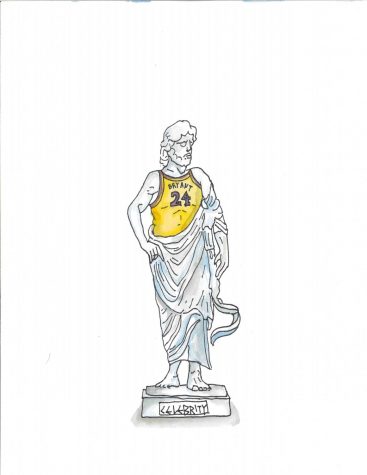 An illustration of a Greek god statue with a