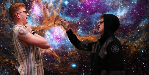 An illustration of the author force choking a version of himself as a rebel behind a Star Wars-inspired background.