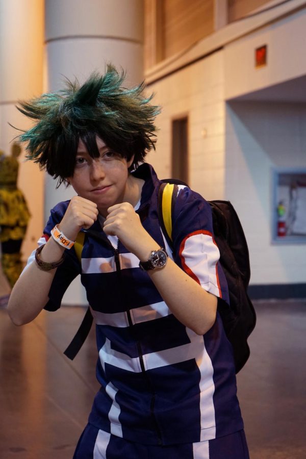 A Izuku Midoriya cosplayer poses in a fighting stance on Jan. 4, 2020, the second day of Wizard World Comic Con. Many cosplayers came to the event.