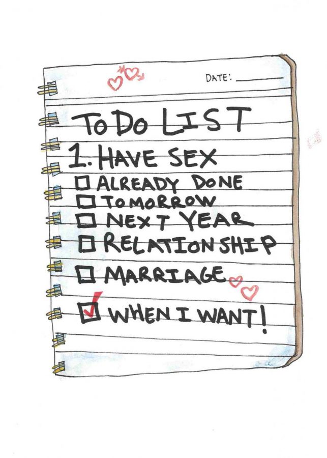 a To-Do List of when people can have sex, with a checkmark next to when I want!