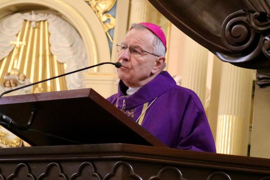Archbishop+of+New+Orleans+Gregory+Aymond+speaks+at+a+live-streamed+mass+in+St.+Louis+Cathedral+on+March+22%2C+2020.+Aymond+announced+Monday+that+he+has+tested+positive+for+COVID-19.