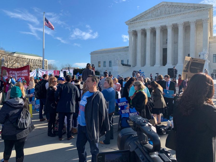 Protesters+gather+outside+the+Supreme+Courthouse+in+Washington+D.C.+on+Wednesday%2C+March+4.+Hundreds+gathered+as+the+Court+began+oral+arguments+in+a+case+regarding+a+Louisiana+abortion+law.+Lily+Cummings%2F+The+Maroon.