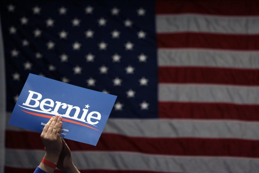 FILE - In this March 9, 2020, file photo a supporter of Democratic presidential candidate Sen. Bernie Sanders, I-Vt., applauds as Sanders speaks during a campaign rally in St. Louis. (AP Photo/Jeff Roberson, File)