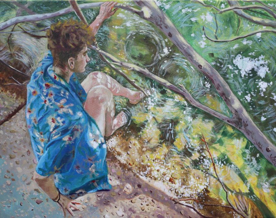 This is Picnic on Bayou St. John, an original acrylic painting by Loyola student Michael Kennedy. Photo credit: Michael Kennedy