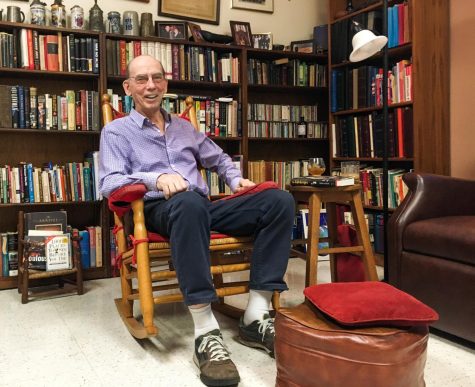 The Rev. Raymond A. Schroth, S.J. sits in his office at Fordham University in March 2017. Schroth served as advisor for The Maroon and a journalism professor at Loyola from 1986 to 1996. Schroth passed away July 1, 2020 at age 86. (Photo Courtesy of Michael Wilson).