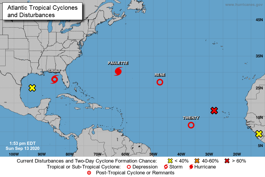 The latest projection from the National Hurricane Center shows Tropical Storm Sally, expected to become a hurricane, heading toward Louisiana. Loyola has suspended classes Tuesday in anticipation of the storm.