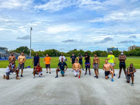 Members of the New Orleans chapter of Black Men Run pose for a photo after a morning track practice Sept. 12. Black Men Run is just one runners group in New Orleans who has had to adapt to COVID-19 safety restrictions. Courtesy of Howard Jones.