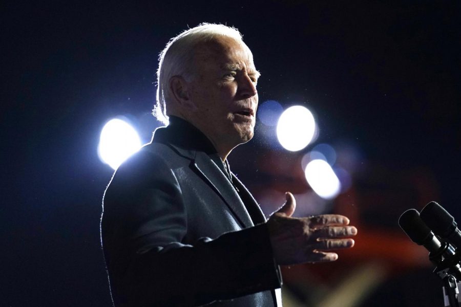 Democratic presidential candidate former Vice President Joe Biden speaks at a rally at Belle Isle Casino in Detroit, Mich., Saturday, Oct. 31, 2020, which former President Barack Obama also attended. (AP Photo/Andrew Harnik)