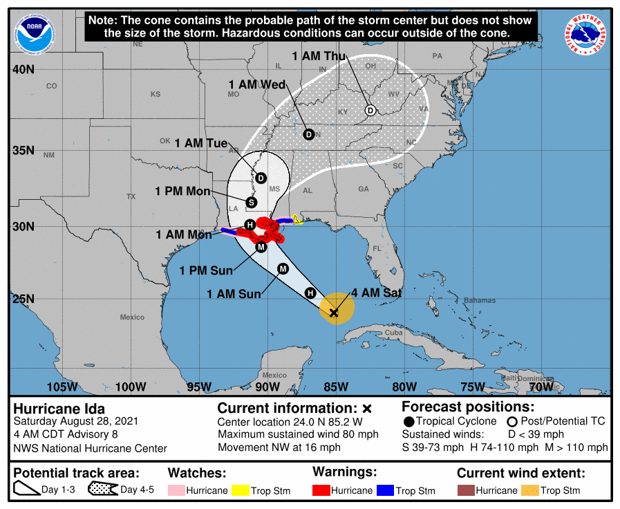Tuesday classes canceled as Hurricane Ida approaches coast