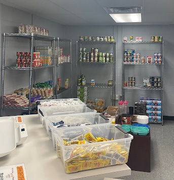 Iggy’s Cupboard holds nonperishable frozen, boxed, and canned goods in the Danna Center in New Orleans, La., Tuesday, Sept. 28, 2021. Students can fill up to one bag with food from the pantry.